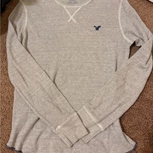 American Eagle Outfitters Light Gray Thermal Top